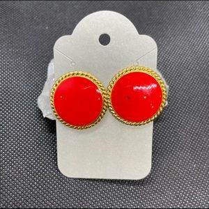 Red vintage stud earrings.